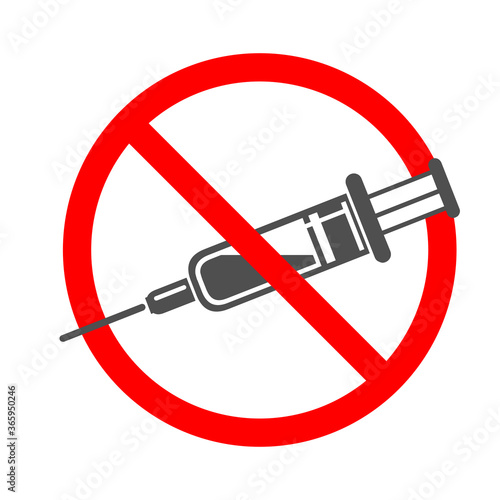 No Drugs Sign Needle Icon Illustration Vector