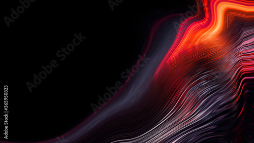 Fotografia Dark neon modern background with rays and liquid, flowing reds, fire lines