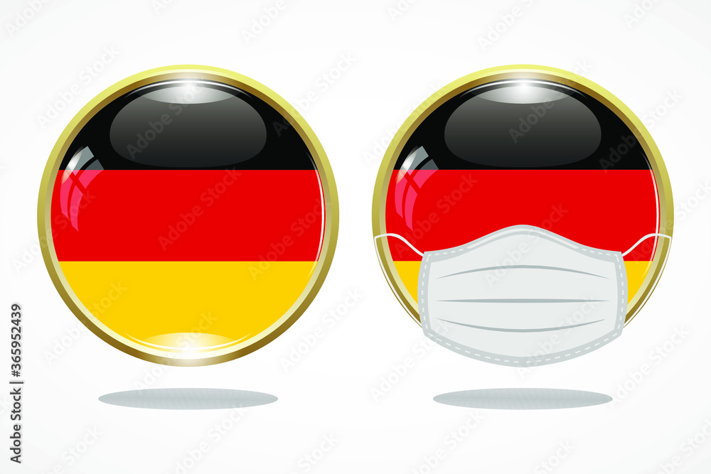 Flag of germany as round glossy icon, Button with germany flag, gold circleline Flag of germany as round glossy icon, Button with germany flag, gold circleline