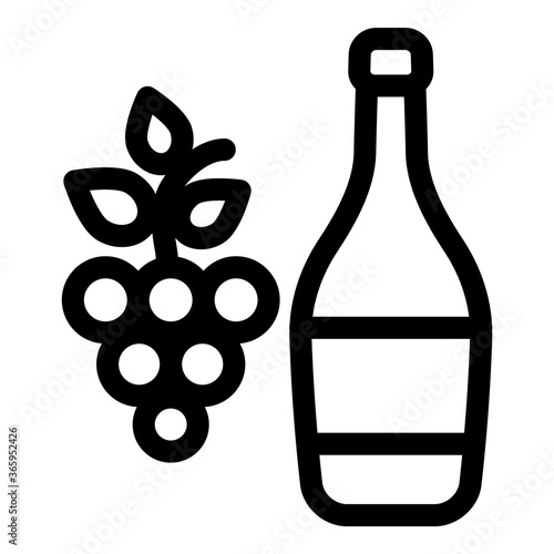 Grape Wine Bottle Flat Icon Isolated On White Background