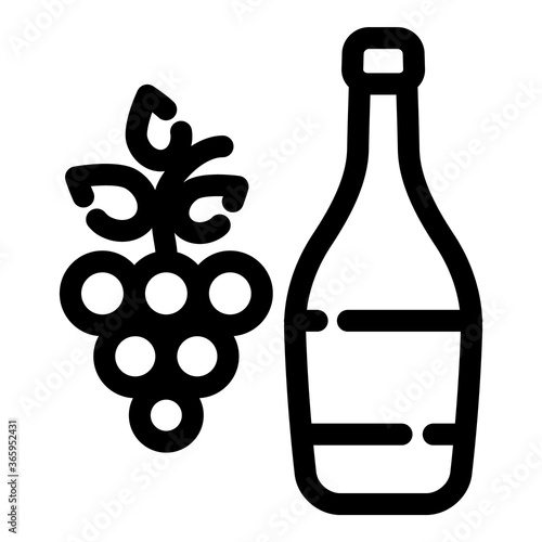 Grape Wine Bottle Flat Icon Isolated On White Background