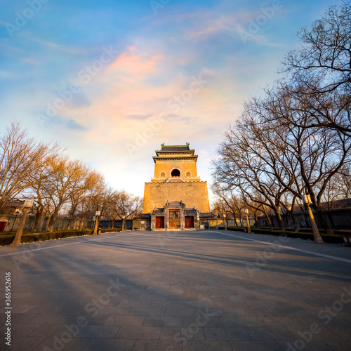 Zhonglou Bell Tower built in 1272 and rebuilt twice after two fires. It's the time-telling center of the capital city during the Yuan, Ming and Qing Dynasties photo