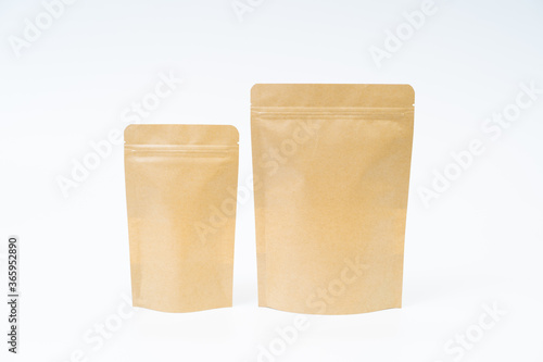 Mock up snack paper bag on white background; Copyspace for product design