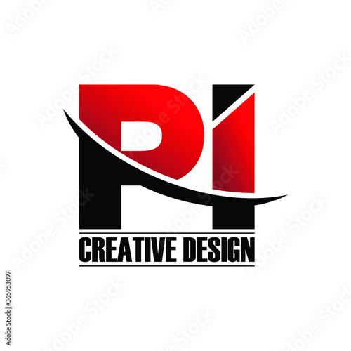 Letter PI simple logo icon design vector