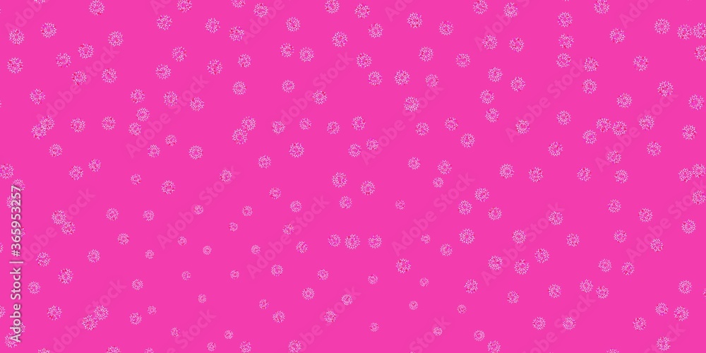 Light pink, yellow vector doodle texture with flowers.