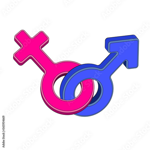 Vector illustration of gender symbols. Gender signs.