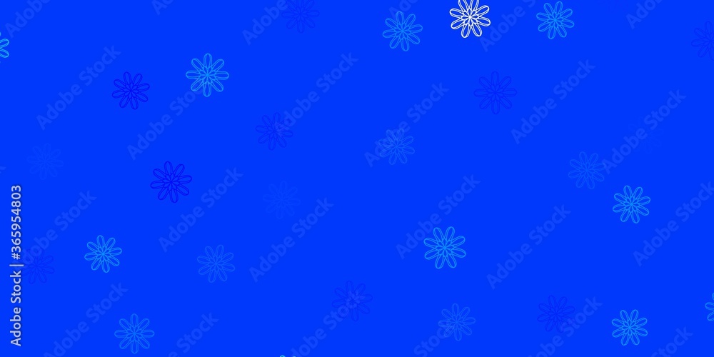 Light BLUE vector doodle texture with flowers. Light BLUE vector doodle texture with flowers.