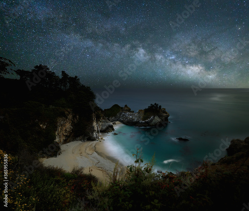 The Milky Way rising over McWay Falls along the coast of California near Big Sur © Janelle