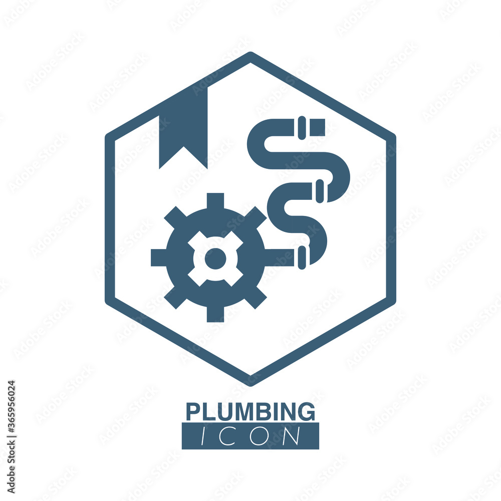 Gear and plumbing pipes badge Gear and plumbing pipes badge