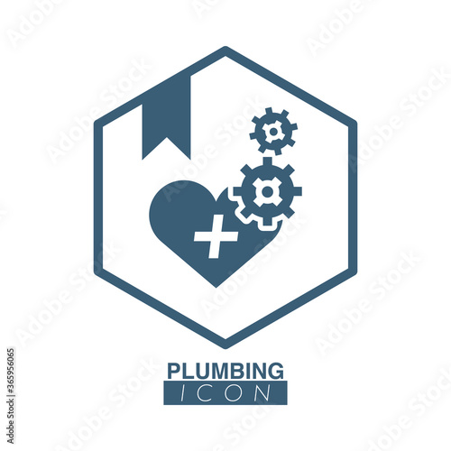Plumbing badge with heart and gears logo service © Lumomi