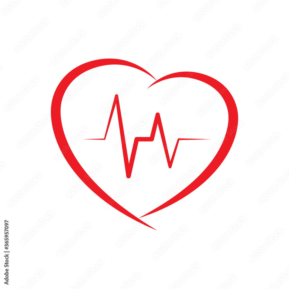 Red heartbeat icon design isolated on white background Red heartbeat icon design isolated on white background