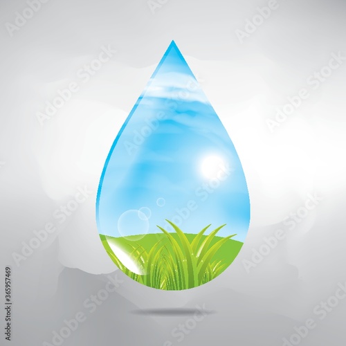 double exposure of waterdrop and nature