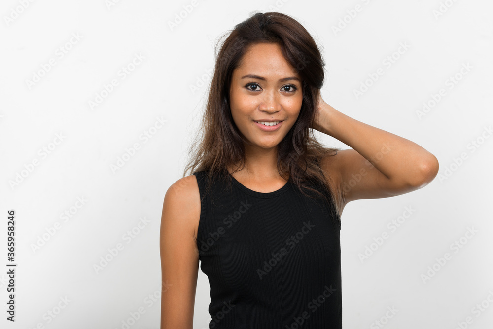 Happy young beautiful Asian woman with brown hair Happy young beautiful Asian woman with brown hair