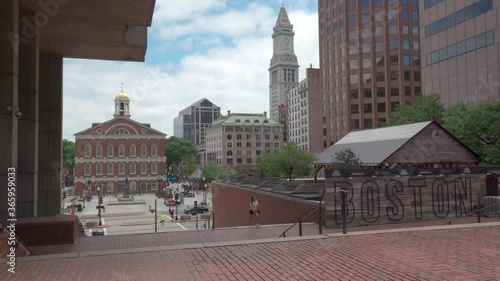 Static video of outside City Hall in Boston, Massachusetts.