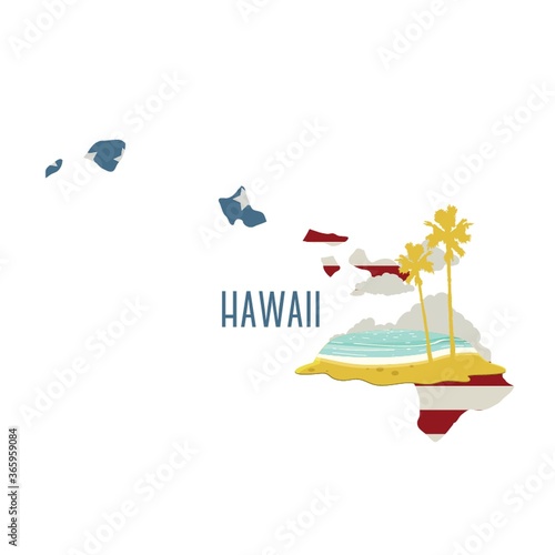 hawaii state map with beach