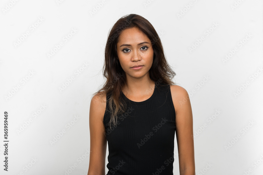 Portrait of young beautiful Asian woman with brown hair Portrait of young beautiful Asian woman with brown hair