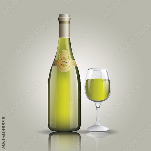 bottle of wine with glass