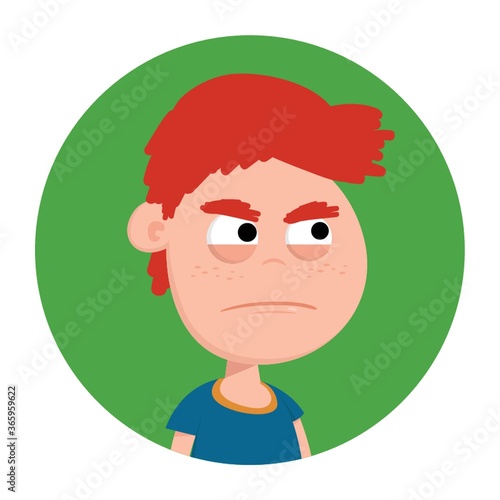 boy with stern expression