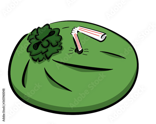 Vector illustration of Fresh Green Coconut with Straw