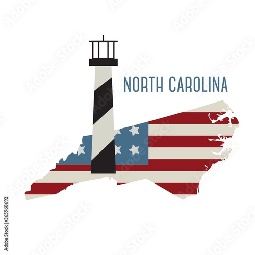 north carolina state map with cape hatteras light