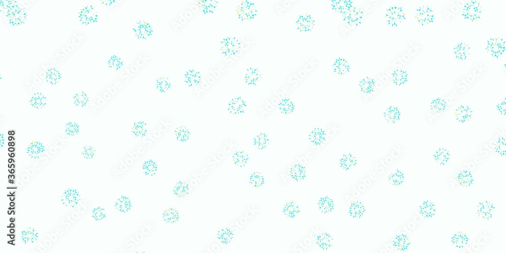 Light green vector doodle background with flowers.