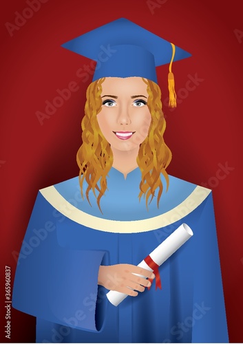 girl with graduation certificate