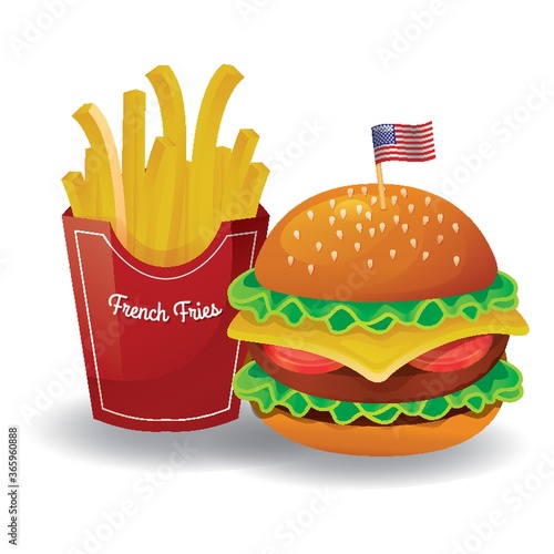 french fries with burger