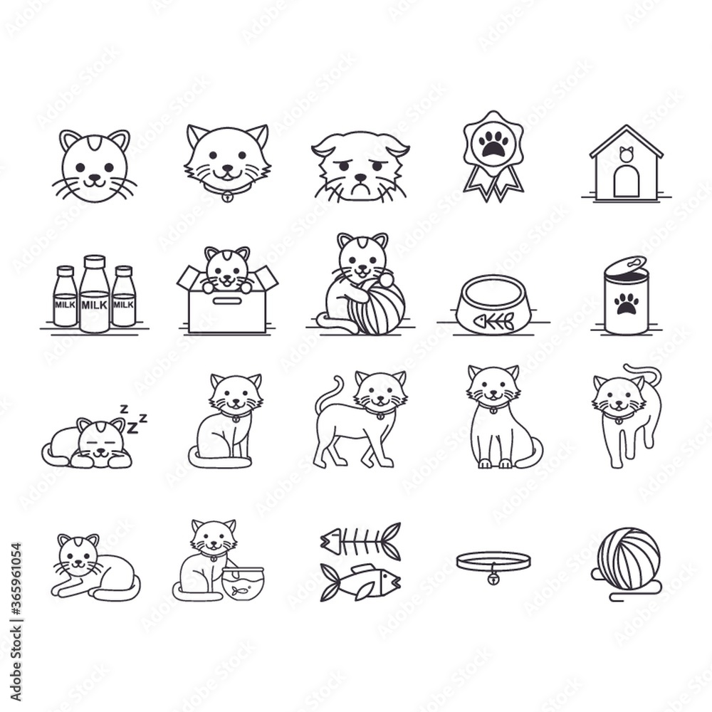 set of cat icons