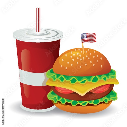 burger with coke glass