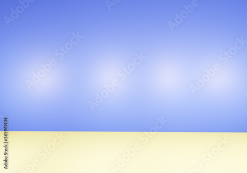 3d empty bright blue room with light and shadow 3D rendering