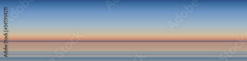evening panoramic seascape view, sky and sea landscape in natural colorful gradient colors, minimal design style, stock vector illustration background for social media header, banner, link