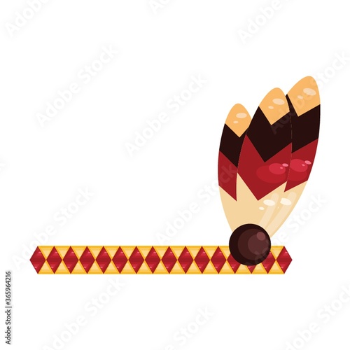 feather on a red indian headband