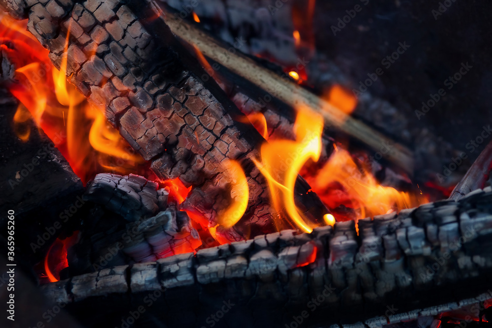 Burning charcoal in the fire for barbecue Burning charcoal in the fire for barbecue