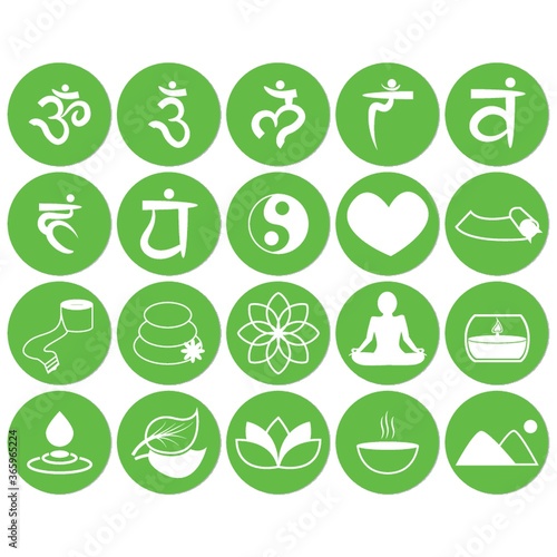 assorted yoga and zen icon set
