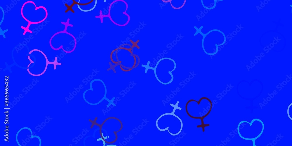 Plakat Light Multicolor vector pattern with feminism elements.