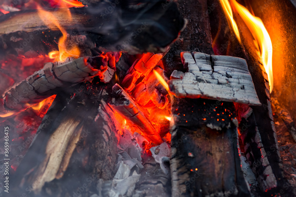 Burning charcoal in the fire for barbecue Burning charcoal in the fire for barbecue