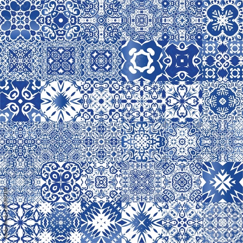 Ethnic ceramic tiles in portuguese azulejo.