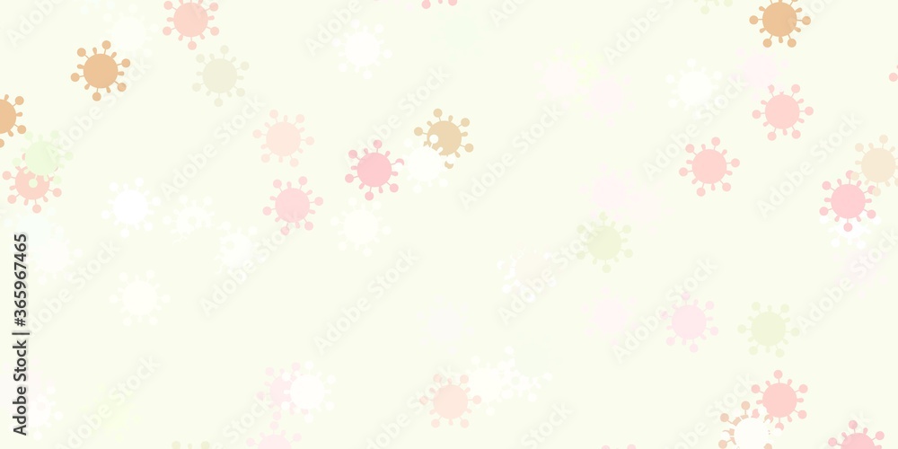 Light pink, green vector background with covid-19 symbols. Light pink, green vector background with covid-19 symbols.