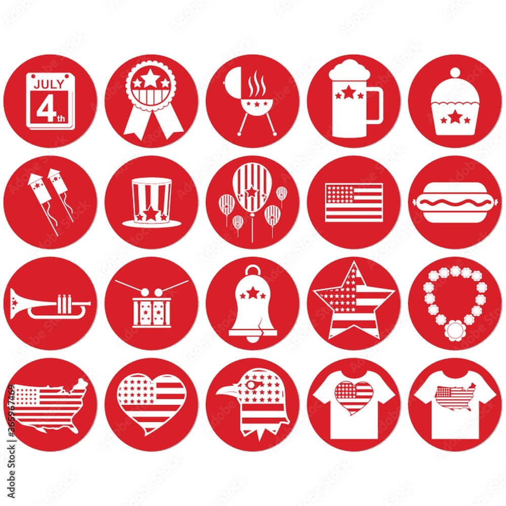 collection of usa independence day icons