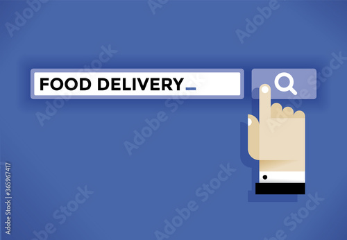 Food delivery searching / ordering online. Concepts: fast food industry, restaurants chains, menu, junk meal (pizza, snacks, fried chicken, potatoes, burgers, coffee) Internet services, hunger, Google