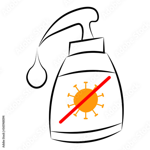 cartoon stickman: corona virus, caution, wash hands. Vector Illustration