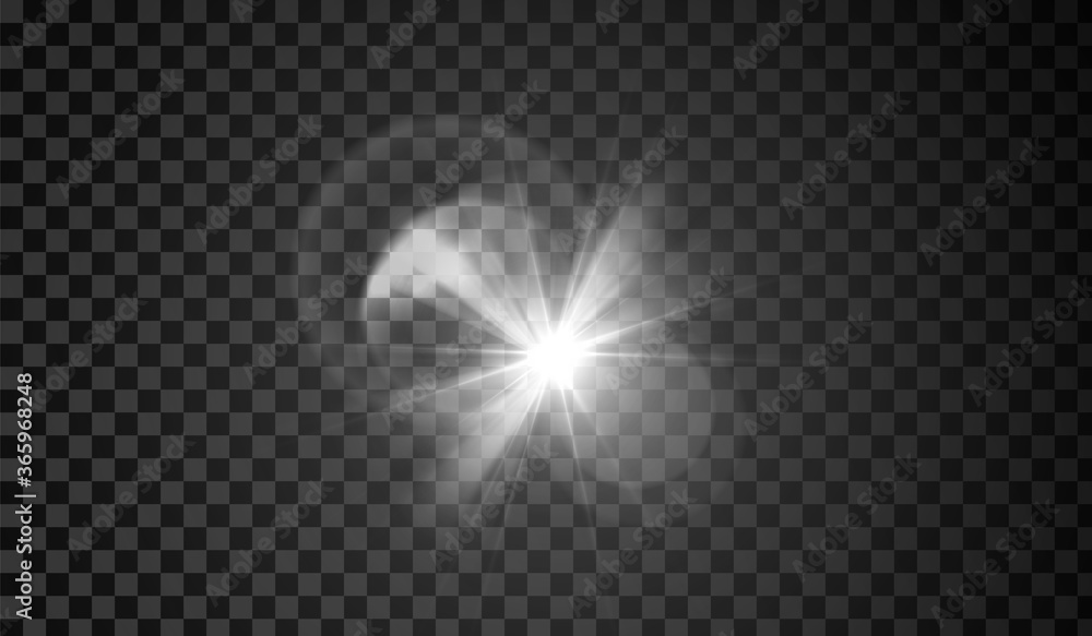 Lens flare. Light glow effect. White sparkle and glare object. Isolated ...