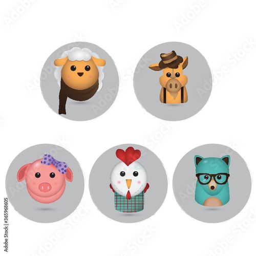 set of cute animals