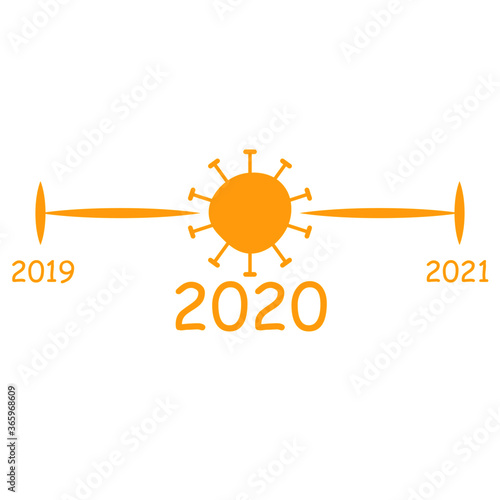 cartoon stickman: corona virus, timeline, 2019, 2020, 2021. Vector Illustration