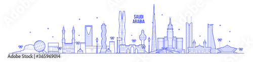 Skyline Saudi Arabia city buildings vector linear