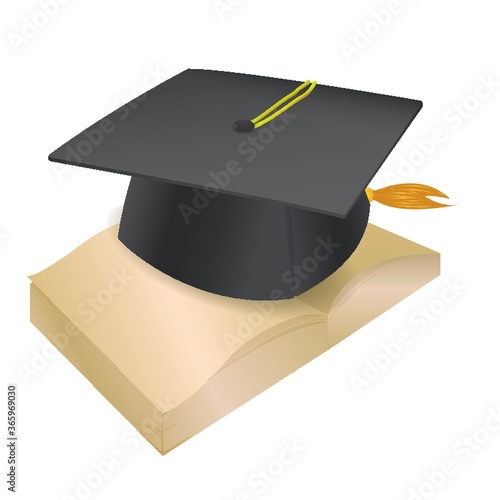 mortar board with book