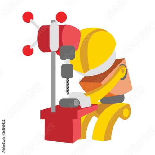 worker with fixed hole driller