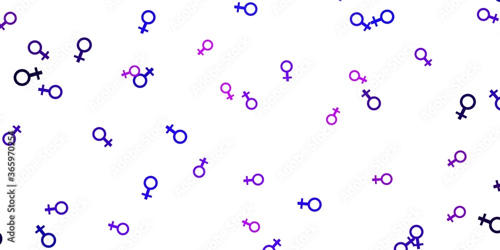 Light Purple, Pink vector texture with women's rights symbols. Light Purple, Pink vector texture with women's rights symbols.
