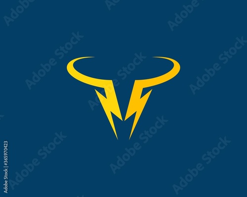 Yellow bull horn with lightning