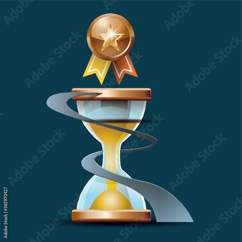hourglass and medal